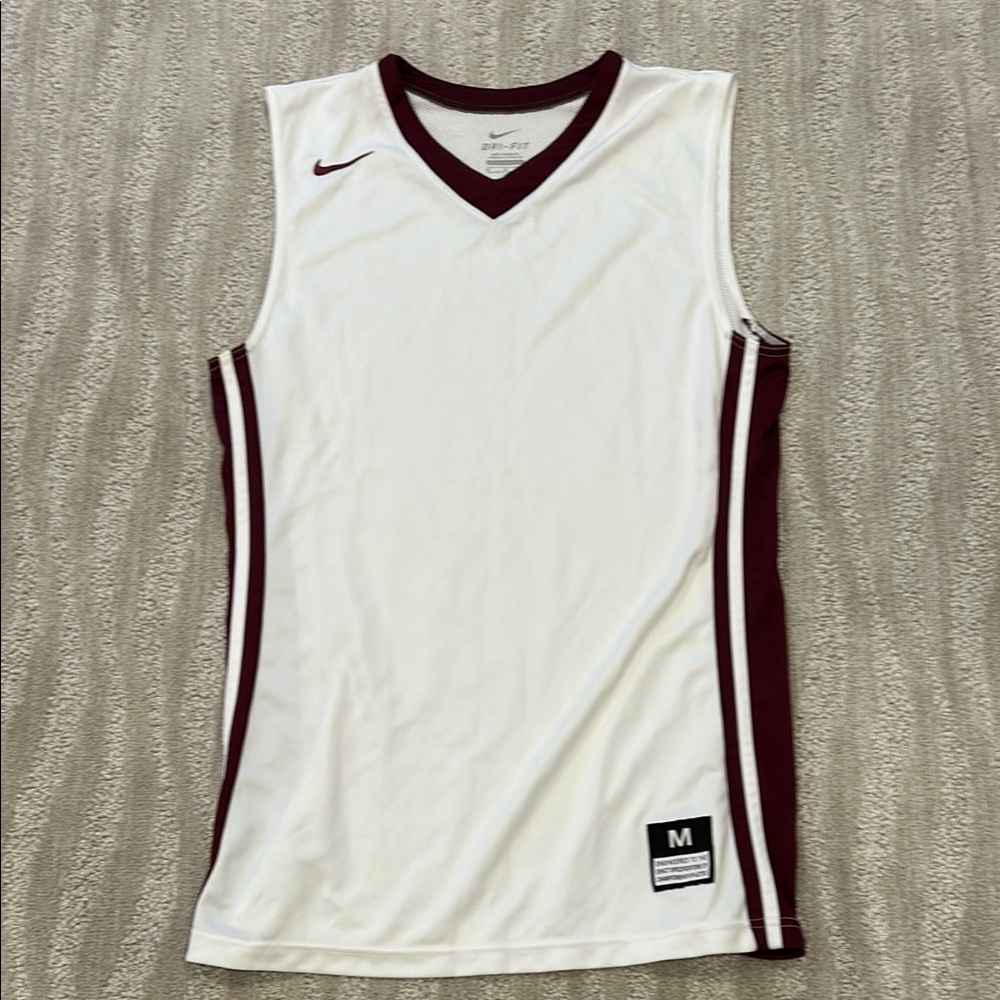 Nike White and Maroon Tank Top